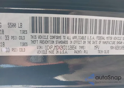 2019 Jeep Cherokee Limited 4X4 from USA, damaged, VIN 1C4PJMDX2KD112854